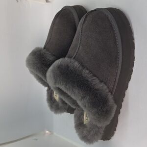 UGG Disquette Charcoal Fur-Lined Women's Slippers